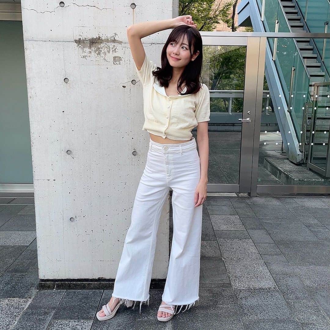 杉浦みずきのインスタグラム：「. ガーリー×カジュアル🤍 楽ちんなのに可愛いくて好きなスタイル☺️ ・ ・ #私服 #ootd  @maison_de_lyla」