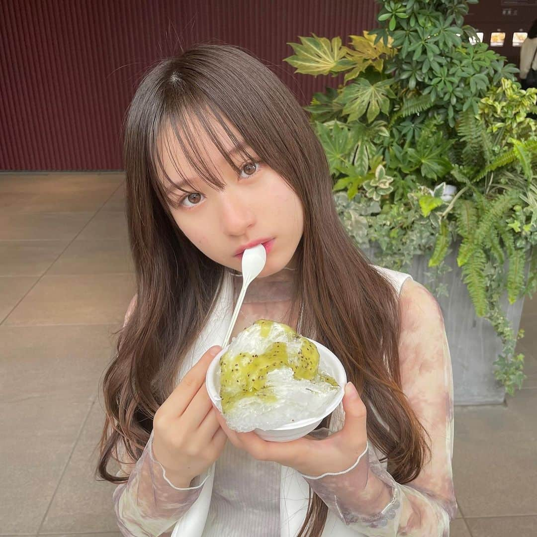 坂本瑞帆のインスタグラム：「️ . . キウイのかき氷食べたさ❕ 美味しかった〜☺」