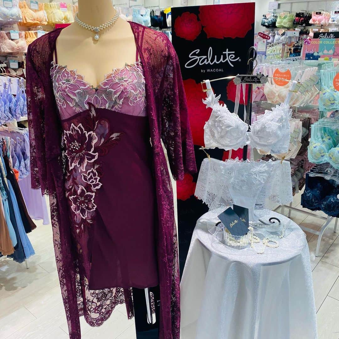 サルートさんのインスタグラム写真 - (サルートInstagram)「【アンテ バイ アンテシュクレ　ルミネ横浜店】  サルート新作52グループ✨ 砂漠のオアシスをイメージしたグループです☀️🐪 サボテンの花や棘といった、ダイナミックなモチーフを使用し、幻想的で力強い美しさを表現しています🌺 スワロフスキー・クリスタルやパールビーズ、サルートならではの巧みなデザインを楽しんで頂けます👙💕 今回は特別感のあるランジェリードレスが登場しています🌹 総レースのガウンは普段使いにもご利用頂けるアイテム❣️  @intesucre_official  #salute  #サルート #サルート女子 #サルート新作 #サルート好きな女性と繋がりたい #サルート好きと繋がりたい #サルート女子部 #おしゃれ #女子力アップ #ドラマティック #女磨き #劇的セクシー #lingerie #52グループ」9月5日 11時09分 - wacoal_salute
