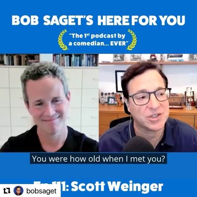 スコット・ウェインガーのインスタグラム：「Had so much fun yapping with my lifelong friend @bobsaget on his wonderful podcast. You will definitely find it very interesting (if you’re my mom) @bobsaget ・・・ #ICYMI ~TODAY’S NEW PODCAST EPISODE is with my talented friend for decades, @scottweinger - Titled, “Scott Weinger Talks About Joining the Cast of Full House & How He Landed His Role in Disney’s Aladdin.” SUBSCRIBE & LISTEN at: apple.co/bobsaget  @applepodcasts @itunes @apple @applemusic @studio71us @studio71official @studio71uk @studio71it  #podcastinterview #comedypodcast #fullhouse #fullerhouse #applepodcasts #take2 #namespelledright」