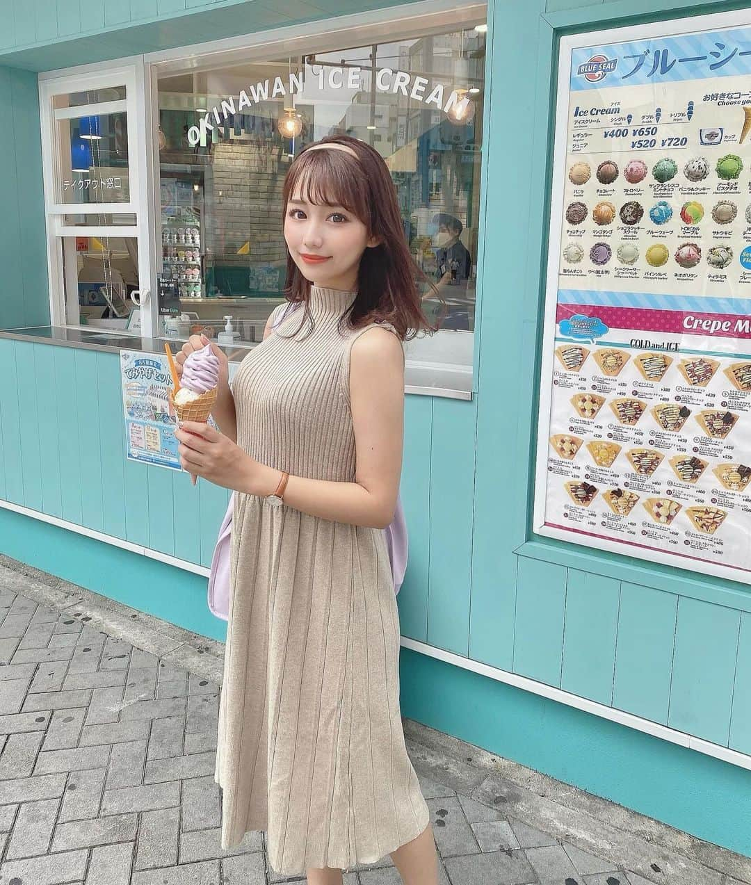 加藤里奈さんのインスタグラム写真 - (加藤里奈Instagram)「⋆ 大好きなブルーシールアイス🍨  ワンピースは @parfaitbysora です✌︎  #ootd #fashion #instafood #instagram  #hairstyle #outfit #code #instafashion  #ファッション #撮影 #ヘアスタイル #ヘア  #コーディネート #コーデ #今日の服」9月7日 19時34分 - katoco0326