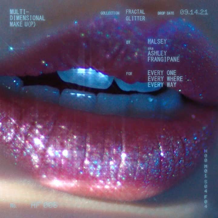 Halseyのインスタグラム：「Introducing the @aboutfacebeauty fractal collection!!! I’ve been dying to tell everyone about this collection ever since we first dreamed it up. They’re the best, smoothest, and most wearable glitters i’ve ever used. I can’t wait to see what you create with them. Shop the collection 9/14, or early on 9/13 if you sign up for our newsletter at aboutface.com! 🔮✨」