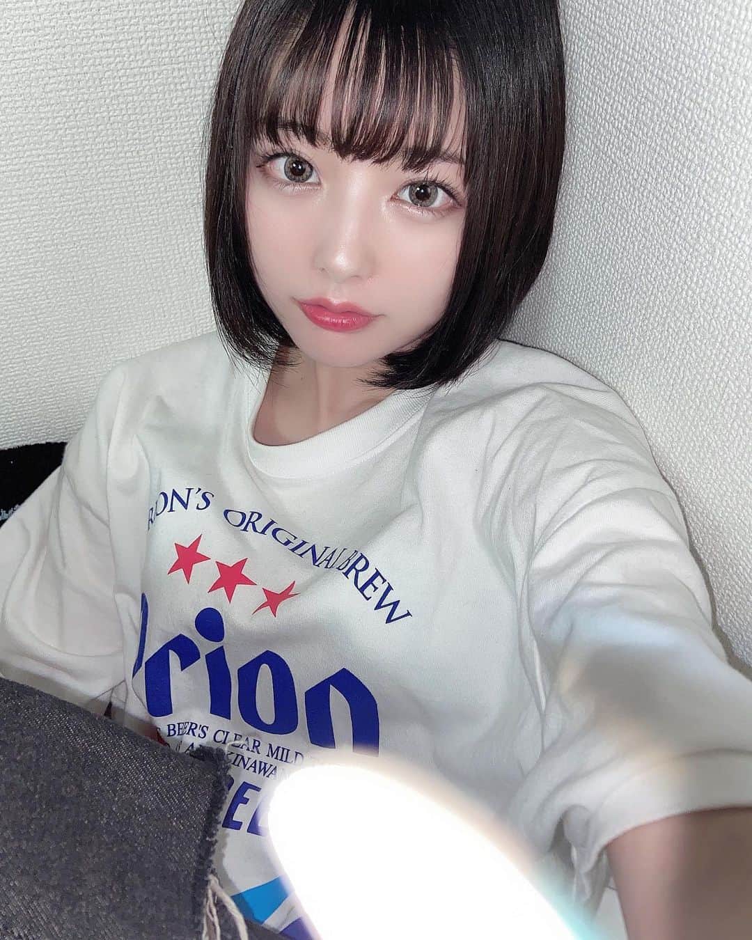 sarimaru(国木田さりまる)のインスタグラム：「ｵﾘｵﾝﾋﾞｰﾙのTシャツ🍻 ・ ・ ・ #japanesegirl  #オリオンビール #orionbeer #fyp」