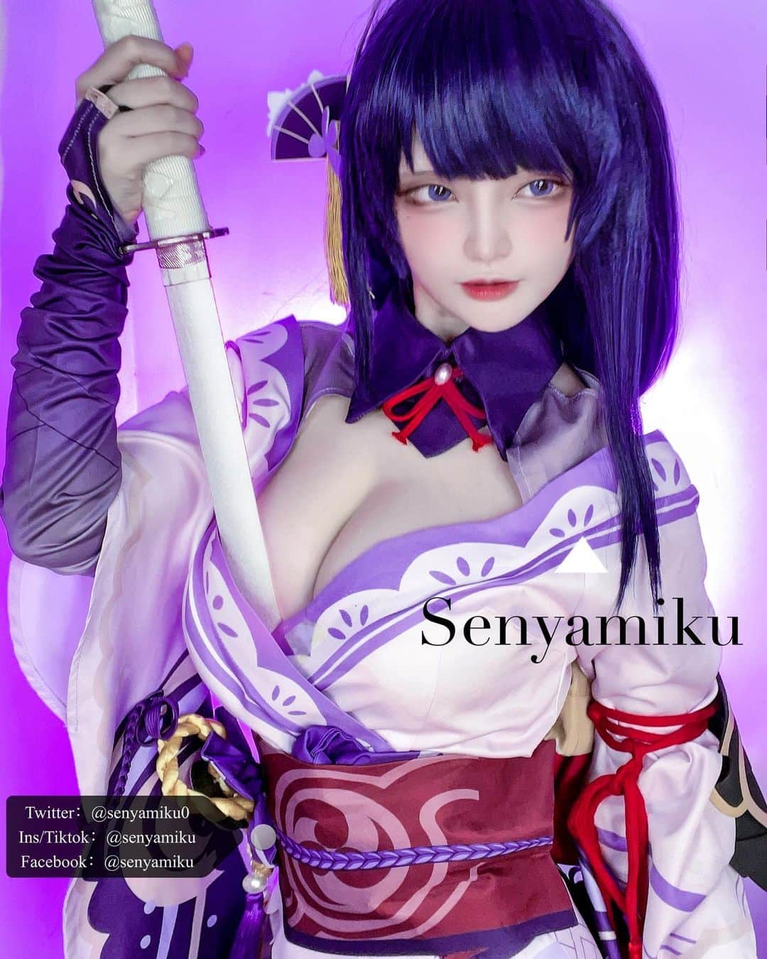 千夜未来さんのインスタグラム写真 - (千夜未来Instagram)「雷电将军⚡️  #GenshinImpact #雷電将軍 #cosplay」9月11日 22時40分 - senyamiku