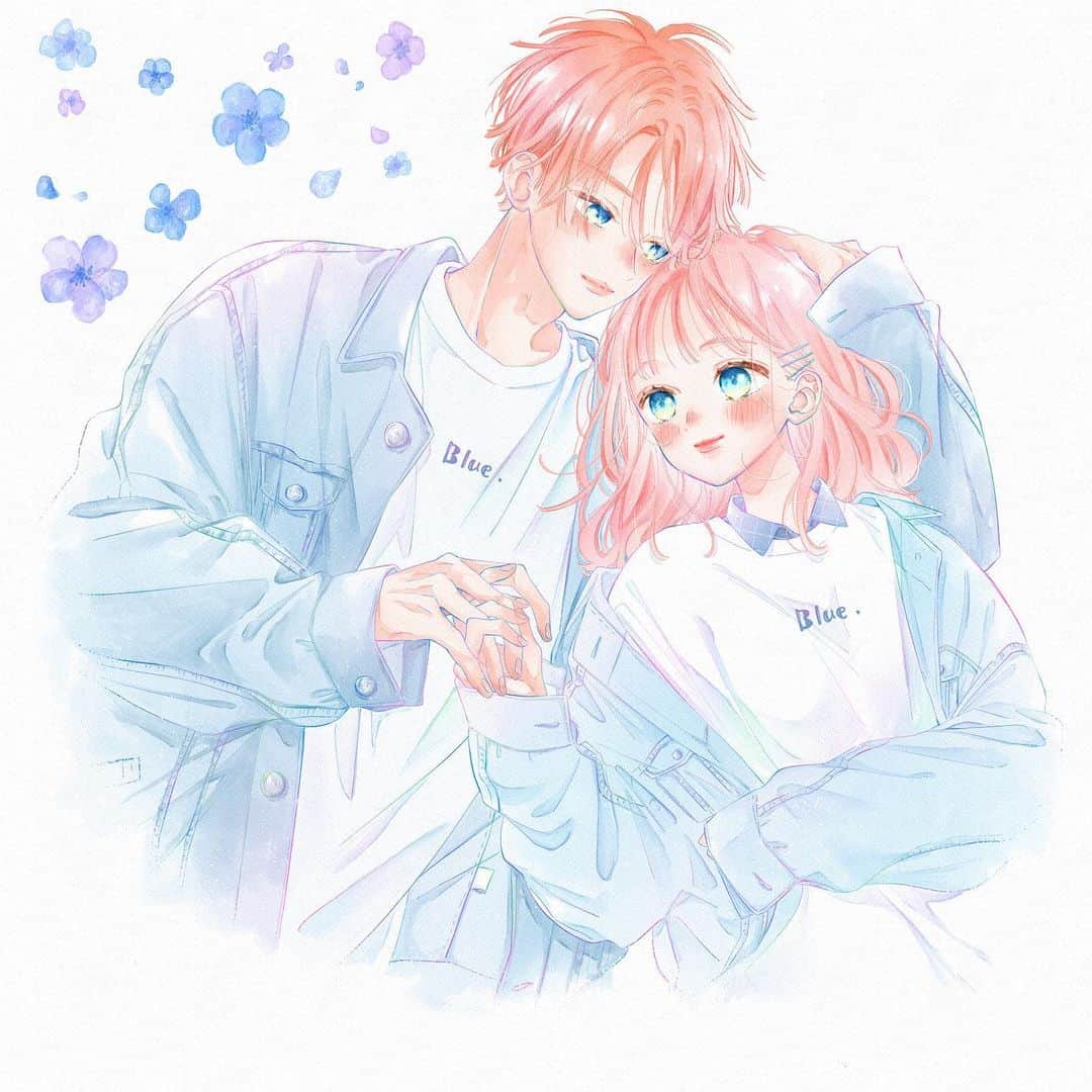 目黒あむのインスタグラム：「⁡ こちらのひなたのブルー6巻カバーイラストのメイキング動画が別マ公式YouTubeの方で公開中です ⁡ YouTubeへのリンクはストーリーの方に貼ってあるのでそちらから飛んでいただければと！ よければ覗いてみてください〜！☺️ ⁡ いつもコメント♡フォローなどありがとうございます⁎⁺˳✧༚ ⁡ #ひなたのブルー #少女漫画 #メイキング」