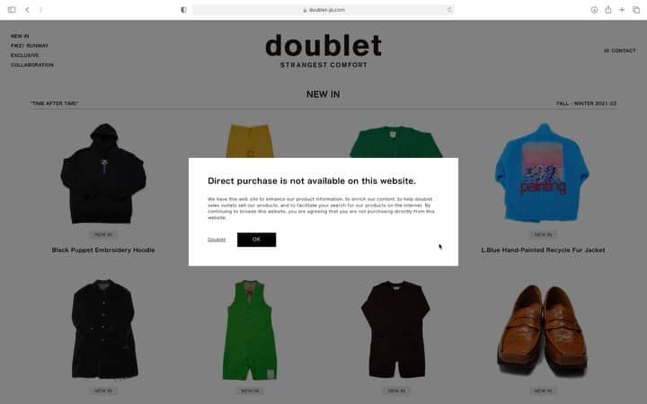ダブレットのインスタグラム：「You cannot purchase from #DOUBLET WEBSITE , but you can purchase from @antoniolieu @antonioli.torino or other stores.  https://doublet-jp.com」