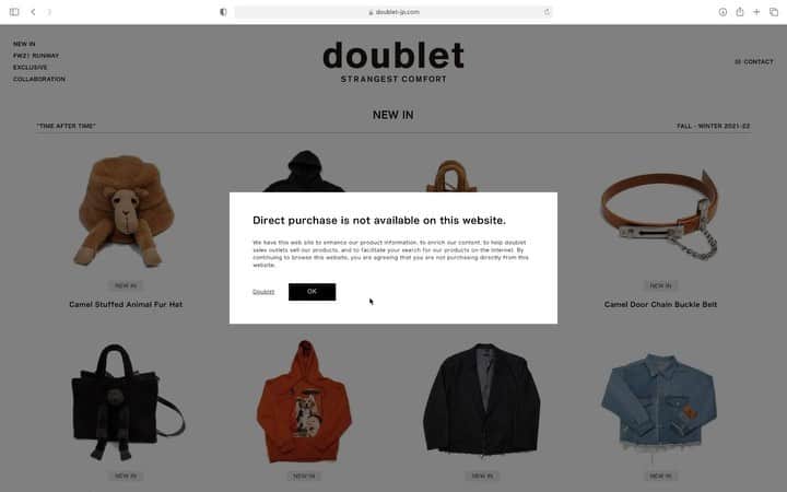 ダブレットのインスタグラム：「You cannot purchase from #DOUBLET WEBSITE , but you can purchase from @ssense or other stores.  https://doublet-jp.com」