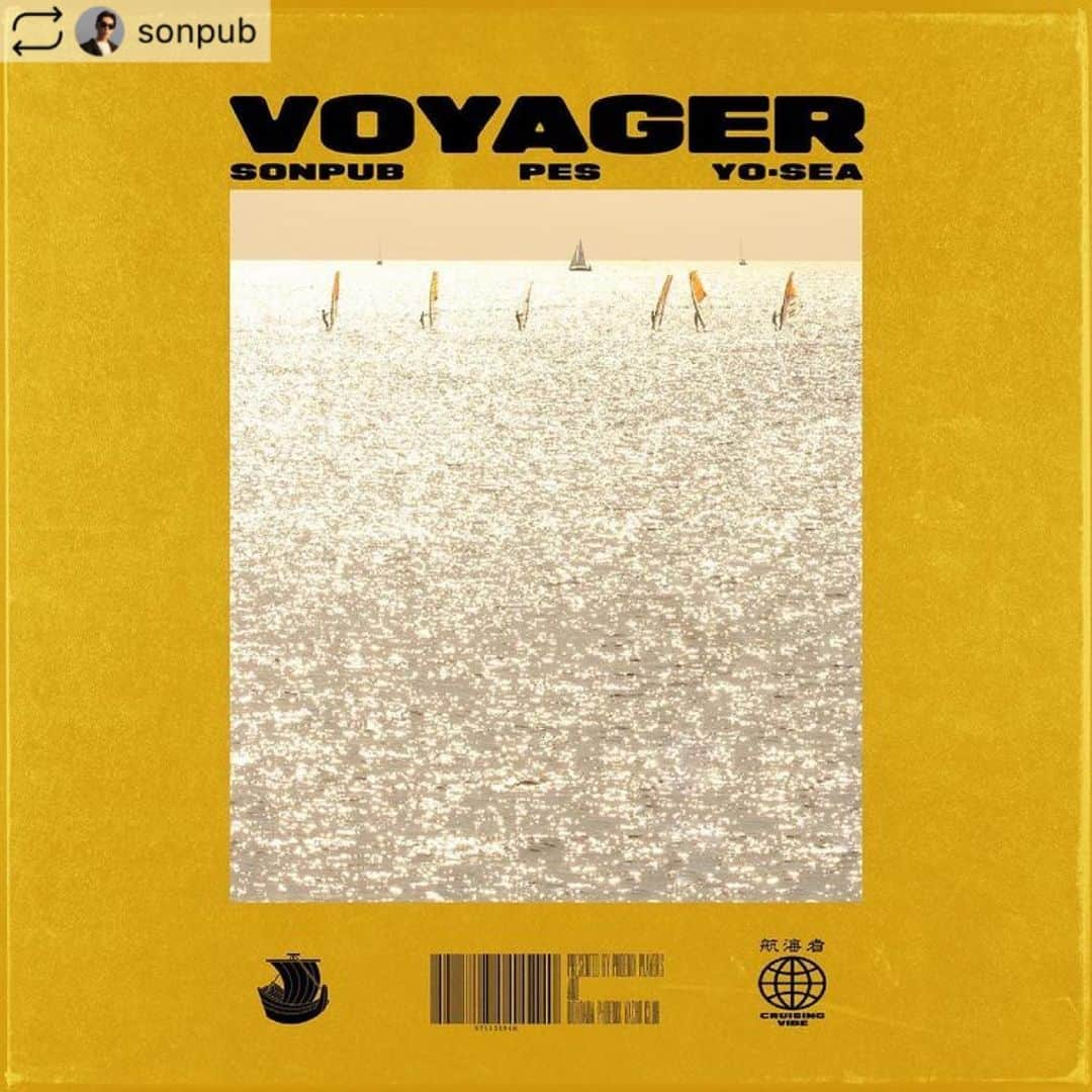 PESのインスタグラム：「こちらも夏の終わりに  【新曲リリースのお知らせ】 SONPUB - Voyager (feat. PES, Yo-Sea) 2021.7.14 RELEASE  ここ数年かけてやりたかった事の一つ、ようやく実現します。これが最初の曲。  ・Music (Produce, Mix & Mastering) ・Artwork ・Label：PHOENIX PLAYERS ・Music Video (Directed & Edited) ・Yacht Project：@dp.yc  by me!  音楽は勿論、作品／世界観に必要な様々な要素を立体的に構築しました。 今回初のMVディレクター兼編集にも挑戦してます。  協力してくれたPES君とYo-Sea君、関係者に感謝です。  【RELEASE INFO】 楽曲：SONPUB - Voyager (feat. PES, Yo-Sea) 配信リリース日：2021/7/14 (水) 予約開始日：2021/7/7 (水) ミュージックビデオ：リリース同日公開  ストリーミングで事前予約となるプリアド／プリセーブもスタートしています。 発売日に楽曲が自分のリストの中に追加されてすぐに聞くことができます。 是非、ご予約よろしくお願いします。  ＊LINK（プロフィールからも飛べます） https://ssm.lnk.to/Voyager  Next Wednesday, July 14, SONPUB (w/PES, Yo-Sea) will be releasing my new single, "Voyager". The pre-ad/pre-save, which is a streaming pre-order, has also started. The song will be added to your list on the day of release and you can listen to it right away. Please pre-order!  #SONPUB #PES #YOSEA #VOYAGER」