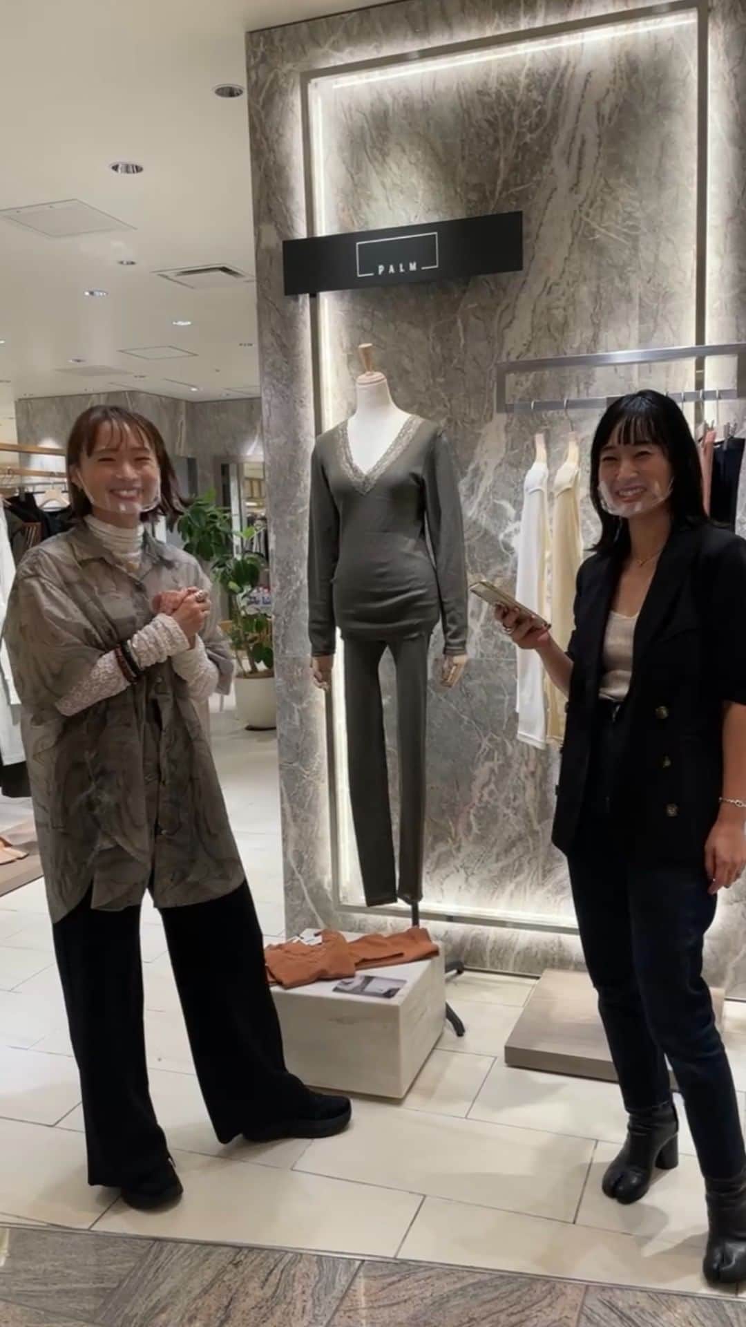 野尻美穂のインスタグラム：「なぎちゃんディレクションのPALMのPOP UPにお邪魔しました！ 着心地も最高でシルエットも上品で綺麗なインナーはハマると癖になるよ！ 撮影後にお買い物もちゃっかりしました♡」