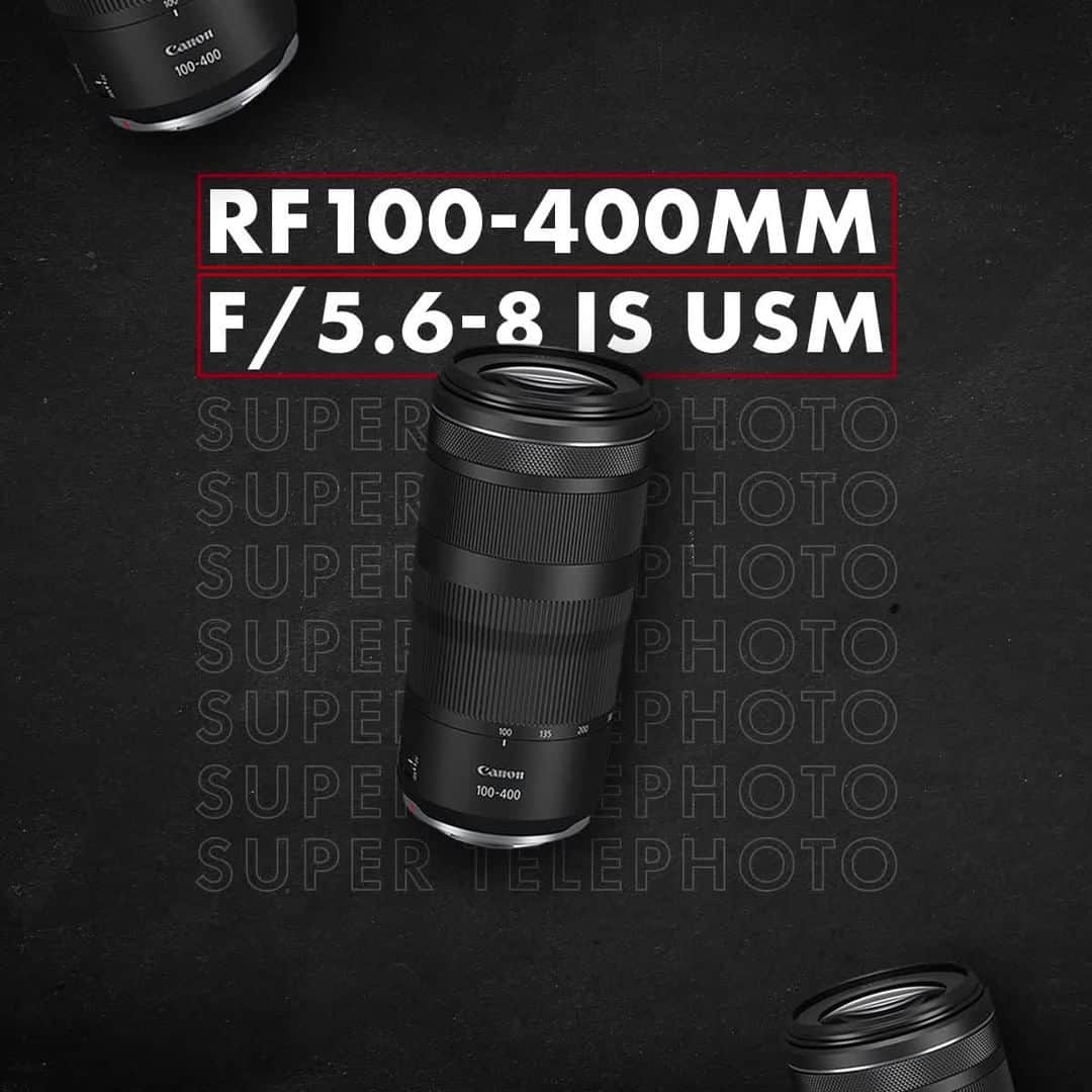 Canon Asiaのインスタグラム：「It's time to zoom in! ⁣ ⁣ Photograph sports, wildlife and your latest adventures with a light, compact and affordable super telephoto. Portable and equipped with powerful magnification, this lens also has up to 5 stops of optical image stabilisation to help you capture sharp images even on handheld when zoomed in. ⁣ ⁣ Tap the link in our bio to learn more about the RF100-400mm f/5.6-8 IS USM. ⁣ ⁣ #canon #canoncamera #photography #canonlens #rftelephoto #telephotolens #isusm #cameragear」