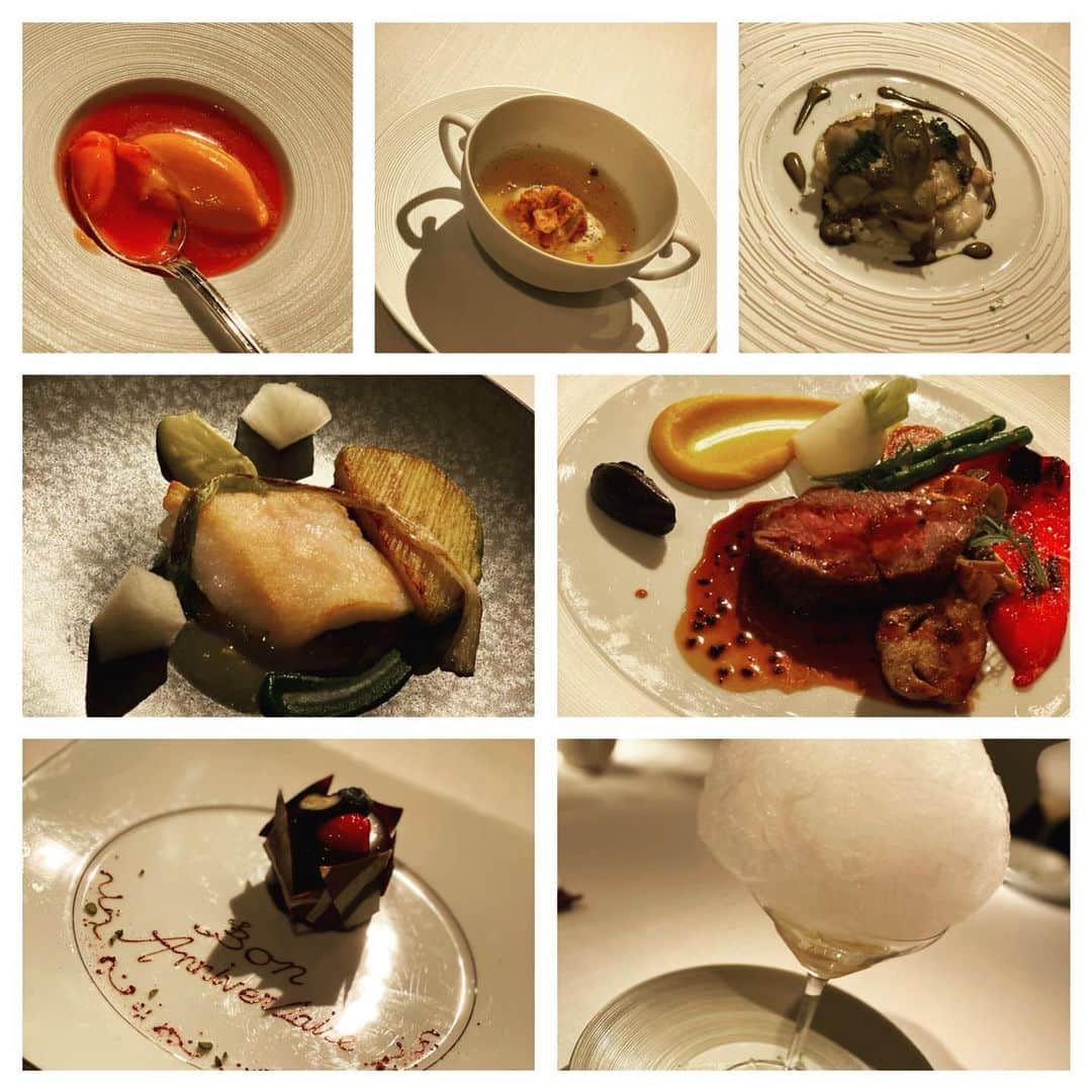三田羽衣さんのインスタグラム写真 - (三田羽衣Instagram)「バースデーディナー🍽は ずっと伺ってみたかった restaurant Hiramatsu HIROO🇫🇷さんに行って参りました！！　　  コース料理だと全て食べきれない私ですが、美味しすぎてどれも完食してしまい更にはラストのデザート🍨まで辿り着きました！　  美味しいと、不思議と食べれてしまうものですね😂🙏✨  ホスピタリティもお値段以上！！お出迎えからお見送りまでとても満足のいく行き届いたサービスでした🌹  是非また伺わせて頂きたいです🍽💕  あまりグルメは投稿しないですが、かなり気に入ったお店なので記念に残しておきます✨  #レストランひらまつ #レストランひらまつ広尾 #バースデーディナー #フレンチ」10月12日 23時50分 - mita.fujin