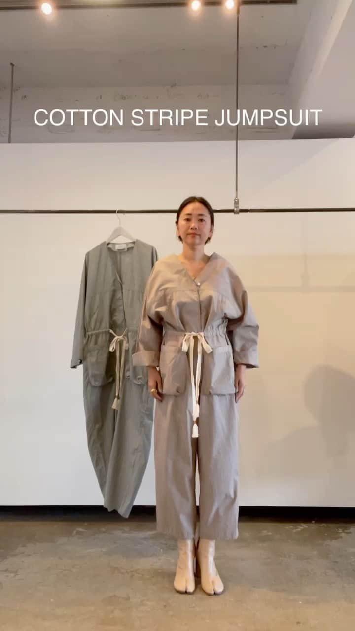 Shikica Tokyo & KiiRAのインスタグラム：「COTTON STRIPE JUMPSUIT COTTON STRIPE OP」