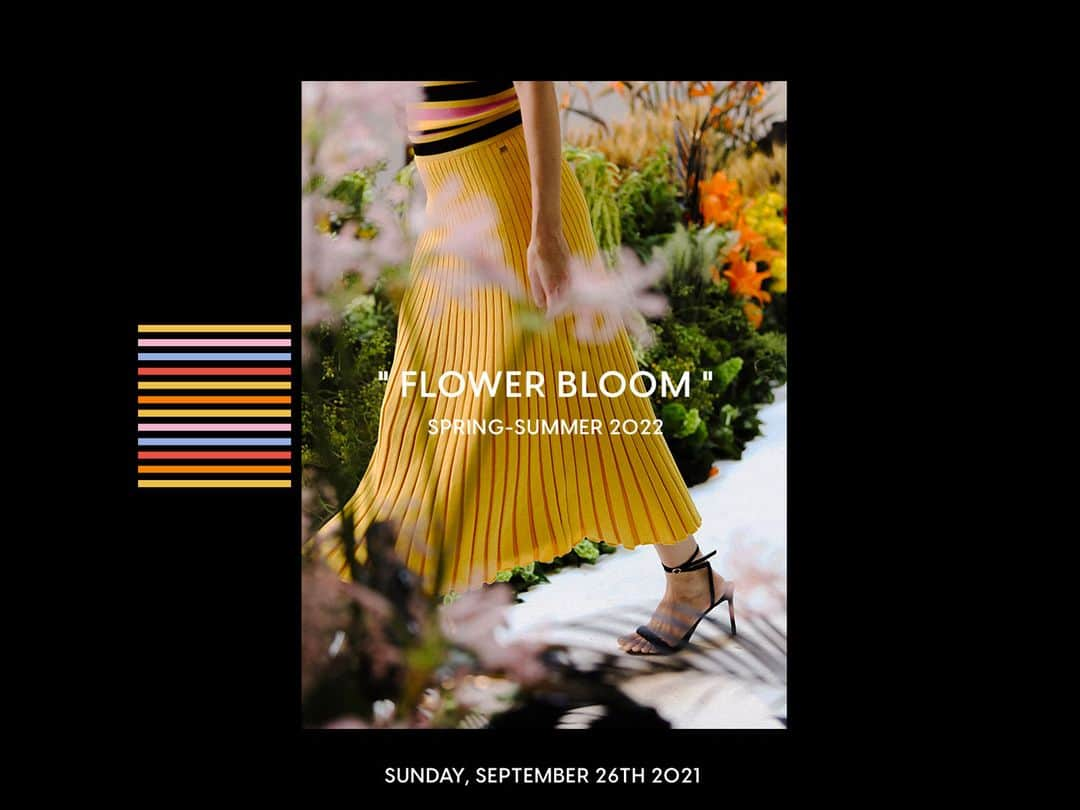 ソニアリキエルのインスタグラム：「D-4 Walk in the flowers and feel the wonders of being a Sonia Rykiel woman.⁣ ⁣ #SoniaRykiel #SS22 #Flowerbloom #FollowTheStripes #Rykiel #Rykielism #staytuned #virtualshow  🌷 @reneveyrat」