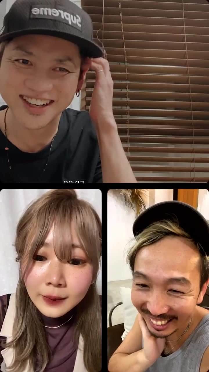 カワノ ヨウヘイのインスタグラム：「@nanami__hair さんとコラボLIVEのはずが最終的には　@kousukekawaguti さんと3人LIVEに✨✨✨」