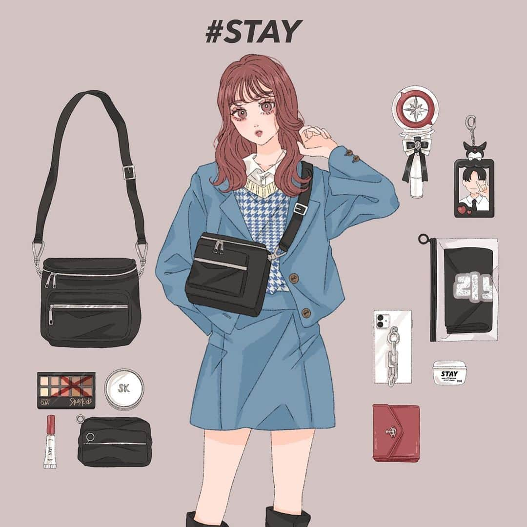 asukaさんのインスタグラム写真 - (asukaInstagram)「・ Stray Kidsペンの Stayイメージコーデ🖤❤️🤍 久々に強いオンナ系のファッション描けて楽しかった🙆🏻‍♀️❤️‍🔥 まだまだリクエストお待ちしております〜！✍🏻✍🏻 ・ こちらのイラストは、109ニュースシブヤ編集部( @109_shibuya )様のオタ活イラスト＆コラムのコーナーにて掲載されています！ ストーリーにてぜひぜひ記事をのぞいてみてください👀 ・ ・ #l4like #l4l #fff #f4f #pentagon  #straykids好きな人と繋がりたい #stayと繋がりたい #straykids #ストレイキッズ #スローガン  #スキズペンと繋がりたい #kpop好きな人と繋がりたい  #かばんの中身  #うちわ #イラストグラム #ファッションイラスト #イラストレーター #オリジナルイラスト  #art #ペンライト #参戦服  #オタ活 #ライブ参戦」9月25日 18時06分 - a20_suka002018