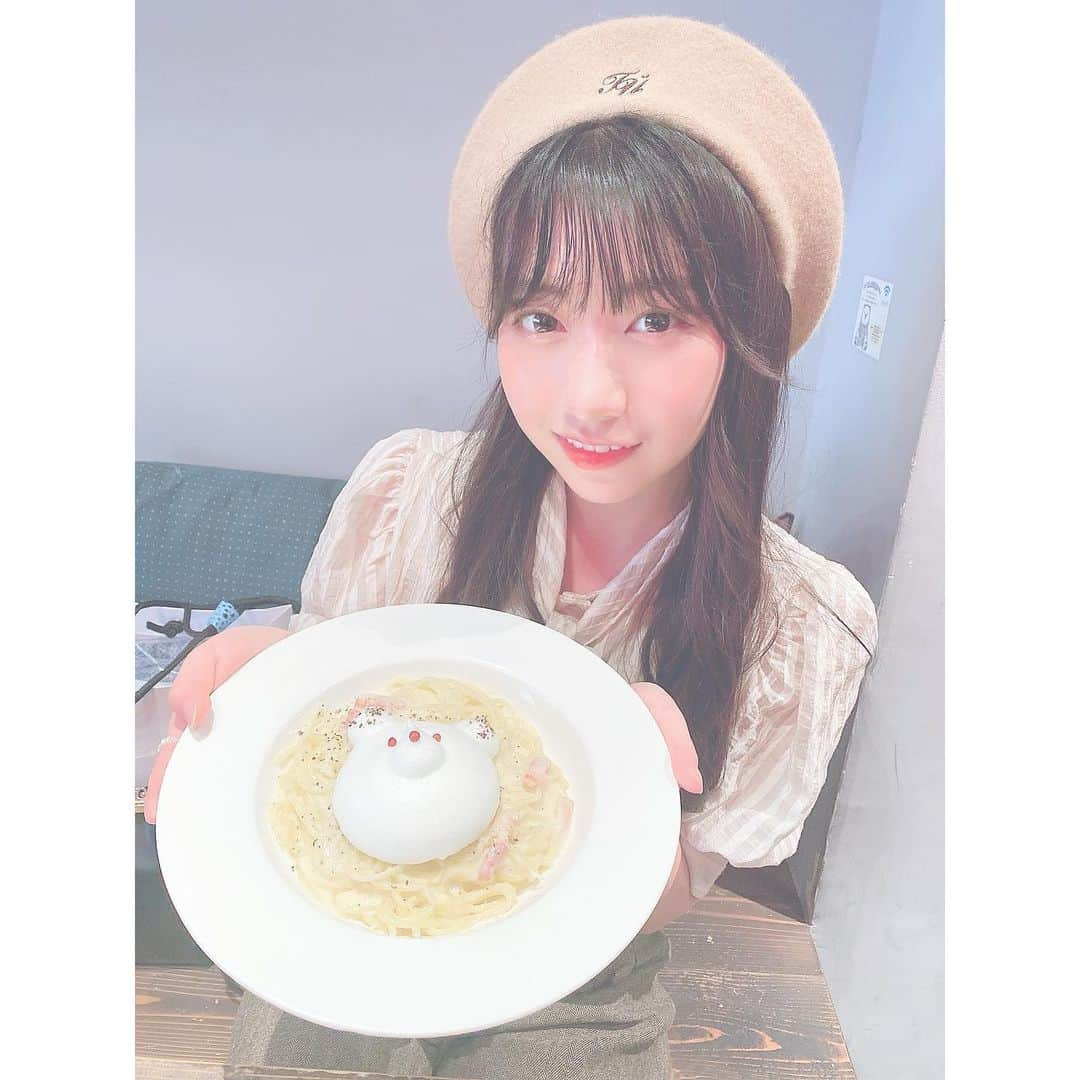 後藤陽菜乃さんのインスタグラム写真 - (後藤陽菜乃Instagram)「︎✿  #ぴなカフェ部 🧸  ずーっと行ってみたかったお店✨ @bistroshirokuma   パスタにしろくまさんが乗ってるのかわいい🥺 チーズケーキにもくまさんが二つ😳✨✨  #bistroshirokuma #福岡カフェ #福岡グルメ #福岡グルメ部 #天神 #天神ランチ #天神グルメ #小倉 #小倉グルメ #門司港 #門司港グルメ #カフェ #グルメ #パスタ #カルボナーラ #スイーツ #ベレー帽 #ootd #followｍe #idol #hkt48 #後藤陽菜乃」9月25日 22時00分 - pinachan._.0308