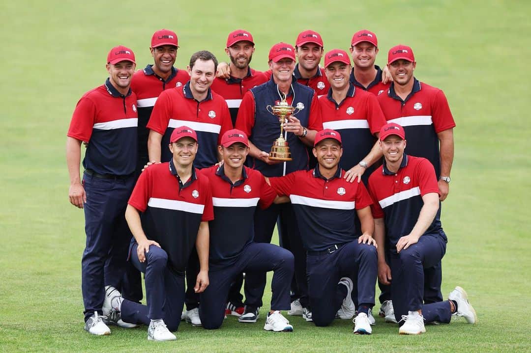 ハリス・イングリッシュのインスタグラム：「This team. This W. Thanks to our families, friends and fans for making this Ryder Cup one for the books! 🇺🇸🏆」