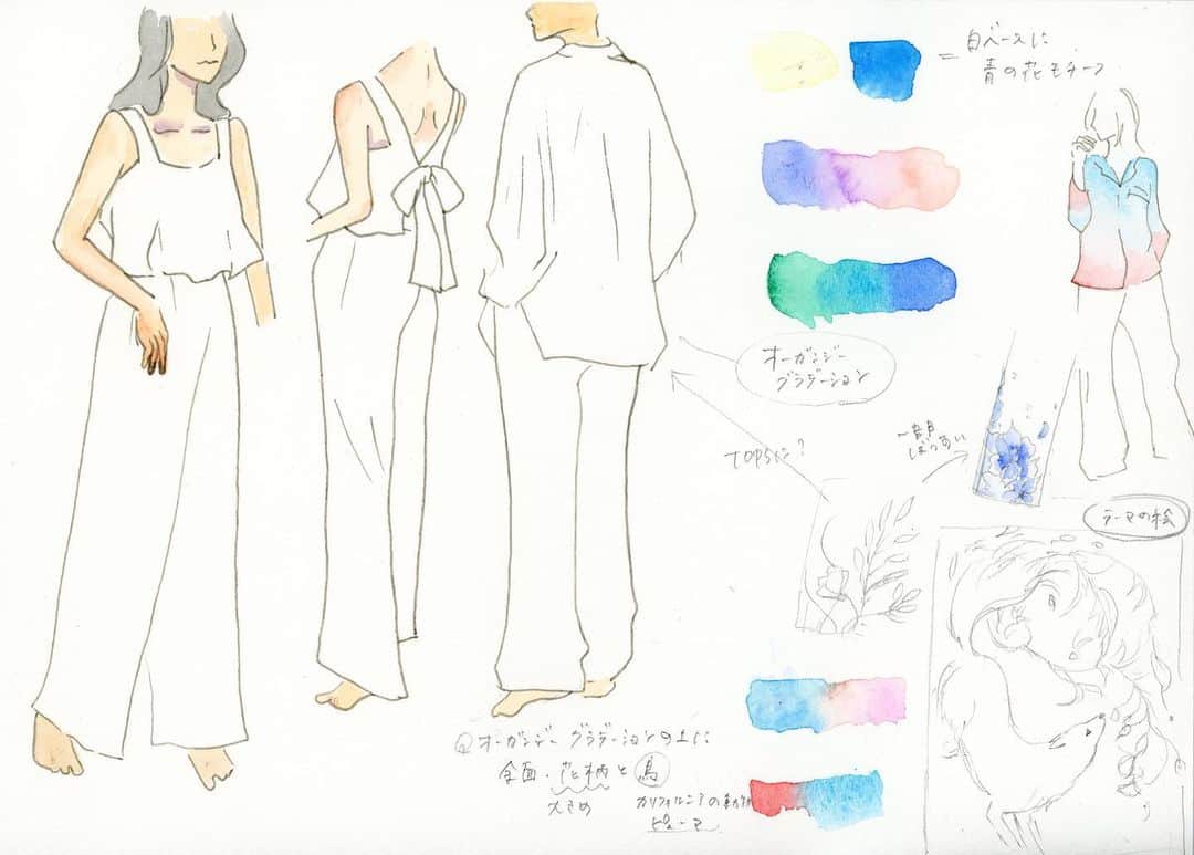のインスタグラム：「最初のラフデッサン✏️ 思うがままに描きました！ その後の経過が見えると思いますが 着心地やシルエット、 いろーんなことを踏まえて 思った以上の仕上がりになりました！嬉しい🥺  本日より販売でございます！！！！  #UGG #uggatmos #atmos #fashion #collaboration #伊東楓 #ラフデッサン #design dessin」