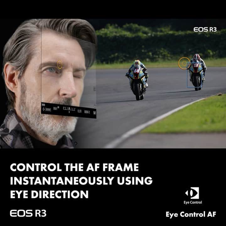 Canon Asiaのインスタグラム：「Autofocus on the EOS R3 is taken to a whole new level with Eye Control AF. Simply look at the subject through the viewfinder and the EOS R3 will automatically focus on it. This can be combined with intelligent subject detection that can differentiate humans, vehicles and animals to ensure tack sharp images in every shot.  #canon #canoncamera #photography #newlaunch #canonlens #eosr3」