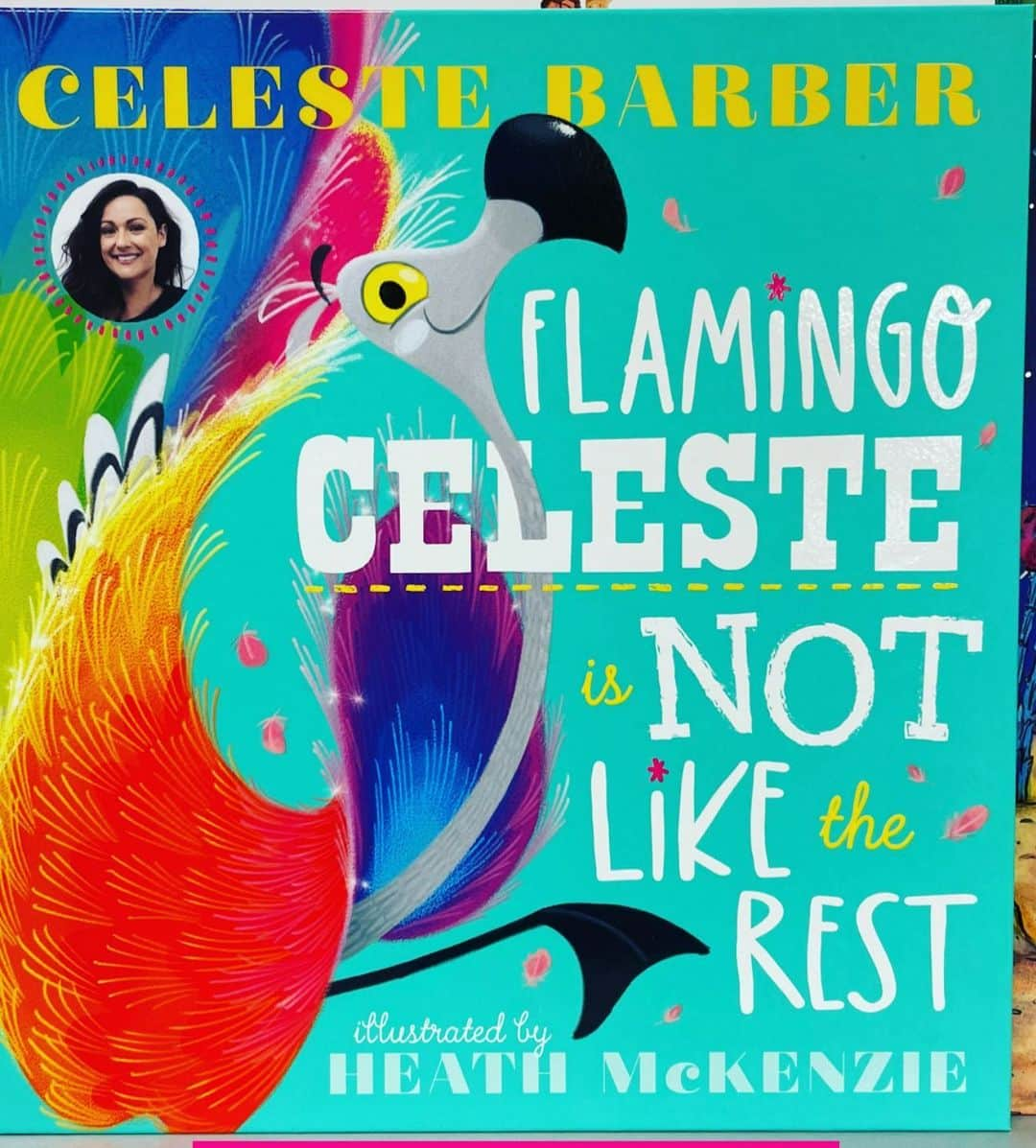 セレステ・バーバーのインスタグラム：「Team! I’ve written a new kids book  Flamingo Celeste Is Not Like The Rest. 🦩  It’s such a fun story about not blending in and using your uniqueness to help others.   Illustrated by super hero @heath.mckenzie   I hope you and your littles a love it.   Link in bio to grab a signed copy.   CB.x」