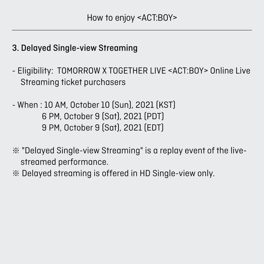 Tomorrow X Togetherさんのインスタグラム写真 - (Tomorrow X TogetherInstagram)「TOMORROW X TOGETHER LIVE <ACT:BOY> 온라인 관람 안내 　 #TXT #TOMORROW_X_TOGETHER #투모로우바이투게더 #SOOBIN #YEONJUN #BEOMGYU #TAEHYUN #HUENINGKAI #수빈 #연준 #범규 #태현 #휴닝카이」10月2日 18時01分 - txt_bighit