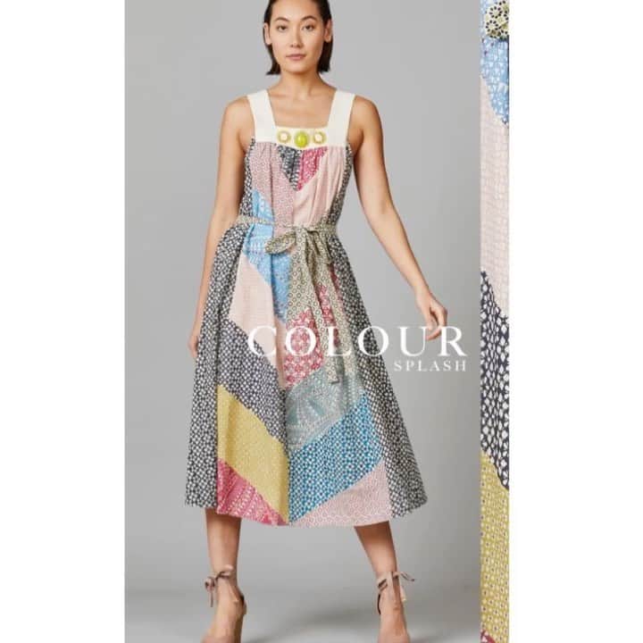 ミーガンパークのインスタグラム：「'COLOUR SPLASH' is an exciting archive edit which celebrates the very heart of the brand.  Spliced, patched and juxtaposed pops of colour created from prints designed in house will have you summer ready and standing out from the crowd.  Selected from collections  spanning over a decade the relevance of these pieces again today stand as a true testament and stamp to Megan's timeless design aesthetic. Shop these stunning pieces via the link in our bio.」