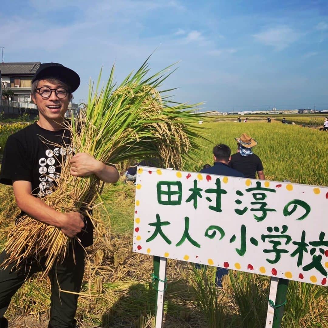 田村淳のインスタグラム：「僕のオンラインサロン 田村淳の大人の小学校にて 田んぼを借りてお米を作ってたんですが… 本日稲刈りでした🌾大豊作  来年も作ります٩(*❛⊰❛)۶･ﾟ  #お米」