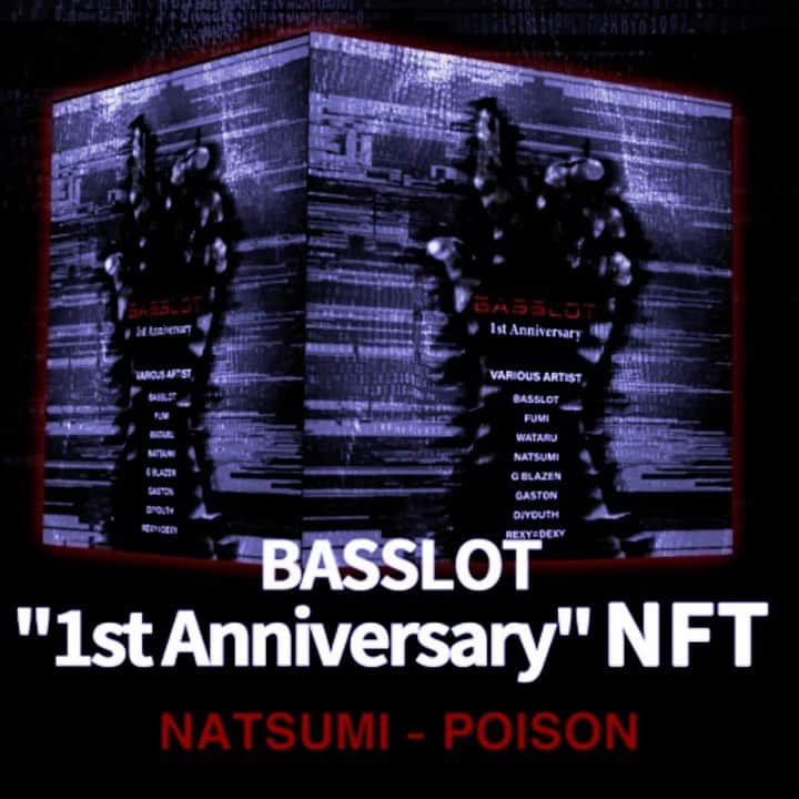 DJ NATSUMIのインスタグラム：「😈Release Announcement😈 【 NATSUMI - POISON 】The NFT Records . BASSLOT 1st anniversary🎉 We made an album with the BASSLOT members. @djfumi_jpn @_watarumusic_ @gblazen_  @gaston_as_fuk_jp @djyouth__ @rexy_dexy_official  This is a release from NFT. @20music  . It will be available from 8 October to 29 October. 💥9 Tracks💥¥1500yen💥Limited to 100 peoples. (Only purchasers can listen.) Link in Bio . . . BASSLOTの1周年記念(°▽°)！！ メンバーでアルバムを作りました✨NFTからリリース！ 販売期間は 10/8〜10/29 まで。 全9曲💥1500円💥100人限定 (購入者のみ視聴可能) リンクはプロフィールから！ .」