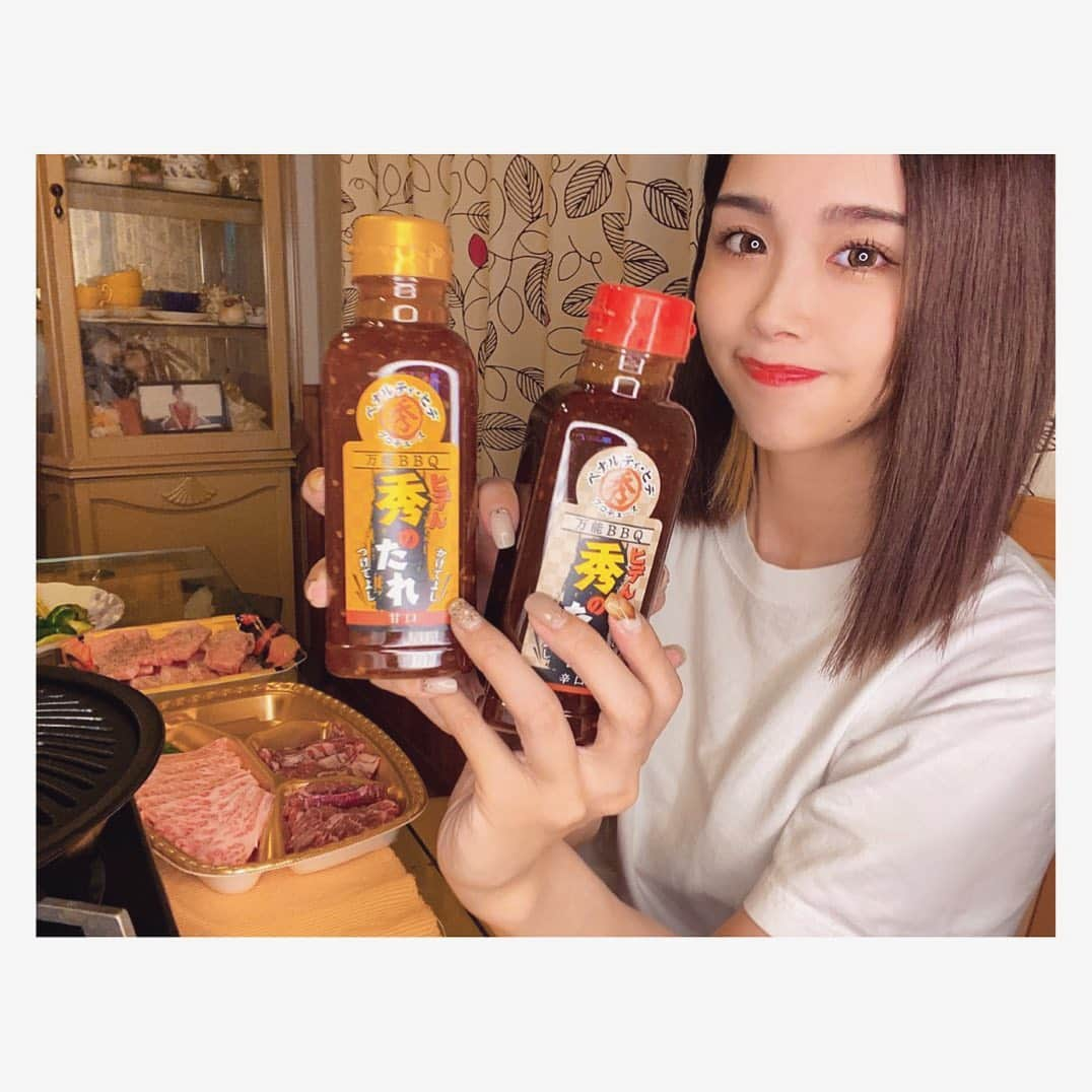 三宿菜々さんのインスタグラム写真 - (三宿菜々Instagram)「. 浜ちゃんが！でお世話になっている ペナルティヒデさんプロデュースの 「秀のたれ」でお家焼肉してみましたあ😆🥩  トマトの風味がして、濃厚で、 とても美味しいです〜！  BBQにぴったりなので 来週のキャンプロケにも持って行こう🏕  #秀のたれ #ヒデんのたれ #キャンプ」10月6日 19時20分 - mishuku_nana