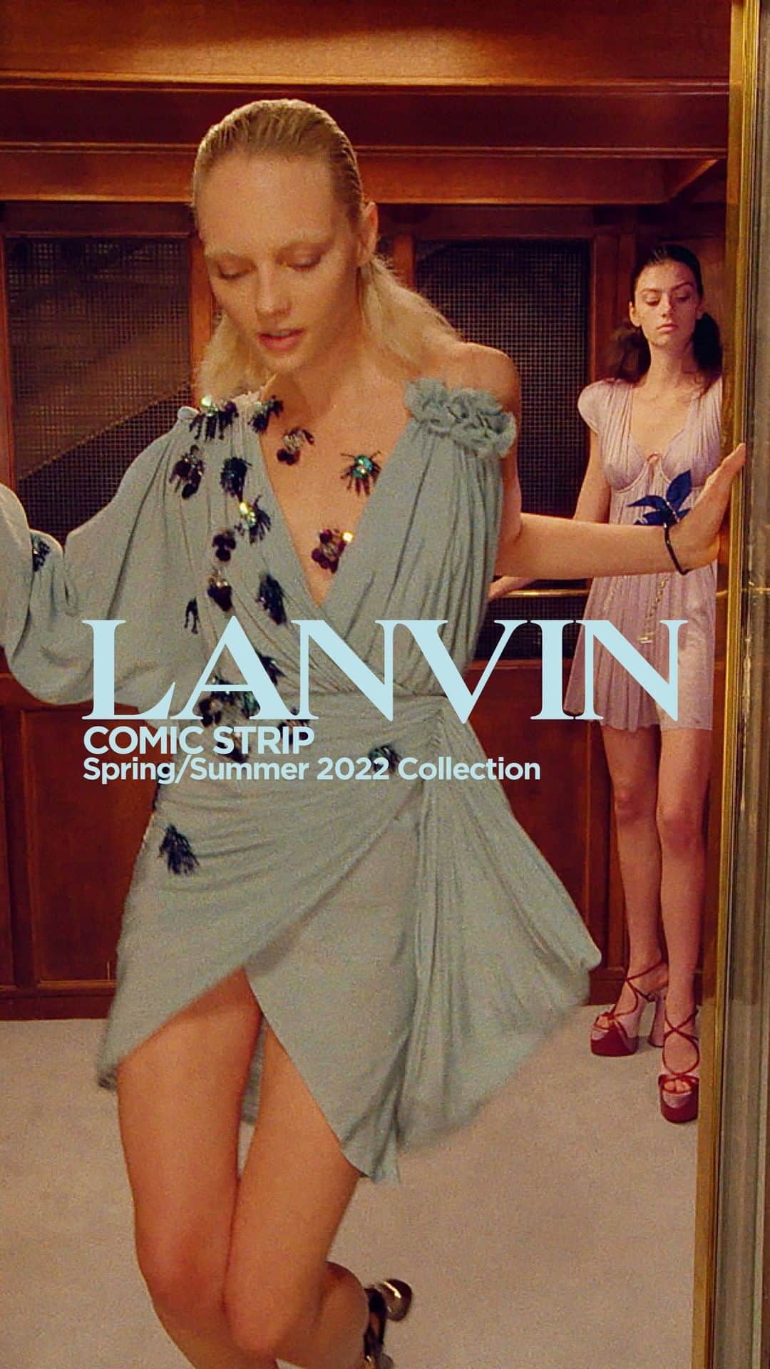 ランバンのインスタグラム：「Watch our exclusive cut of the #LANVINSS22 show featuring never seen before footage on and off the runway. The presentation by @BrunoSialelli extended well beyond the runway carrying the spirit of the collection to new spaces, aesthetics and attitudes.  #PFW #Lanvin #LanvinSS22」