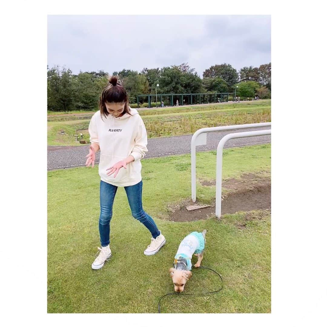 三宿菜々さんのインスタグラム写真 - (三宿菜々Instagram)「. くぅの散歩ついでに筋トレ （全然できてない） 筋トレが苦手なんだけど 好きになる方法ないかなぁ〜  #公園で筋トレすると #なんと！！！！！ #無料です #筋トレ動画」10月7日 18時12分 - mishuku_nana