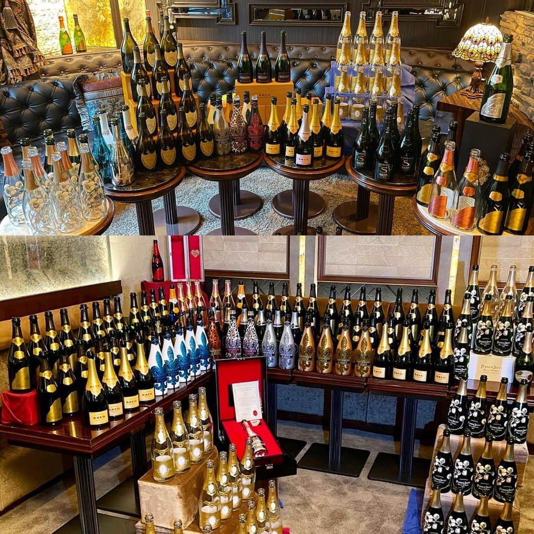 彩花ゆいのインスタグラム：「オープン時お祝い🥂 有難う御座います✨  #champagne #ダンボネ #p3 #ラベイ #サロン#drockchampagne #soumei #angelchampagne」