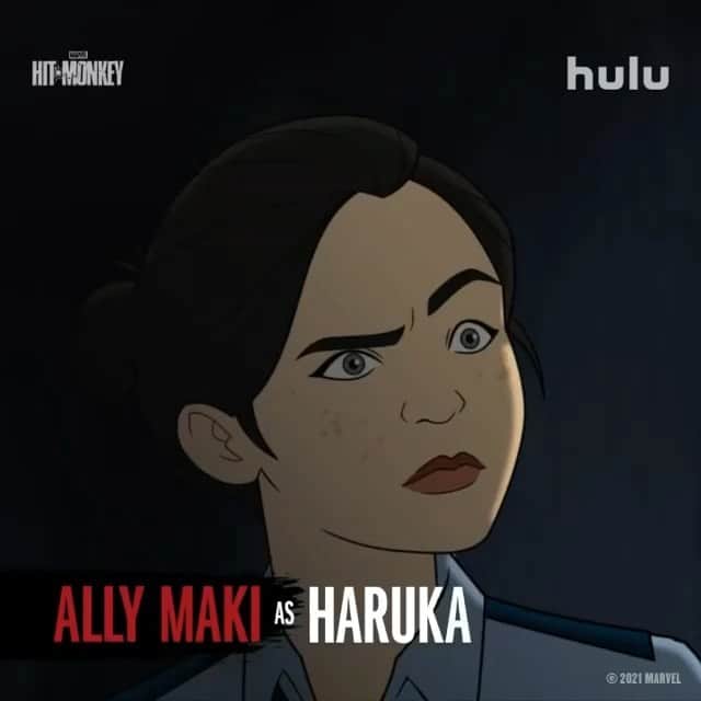 アライ・マキのインスタグラム：「Meet Haruka 🚨 Only on @hulu premiering Nov 17th! @officialhitmonkey @marvel」
