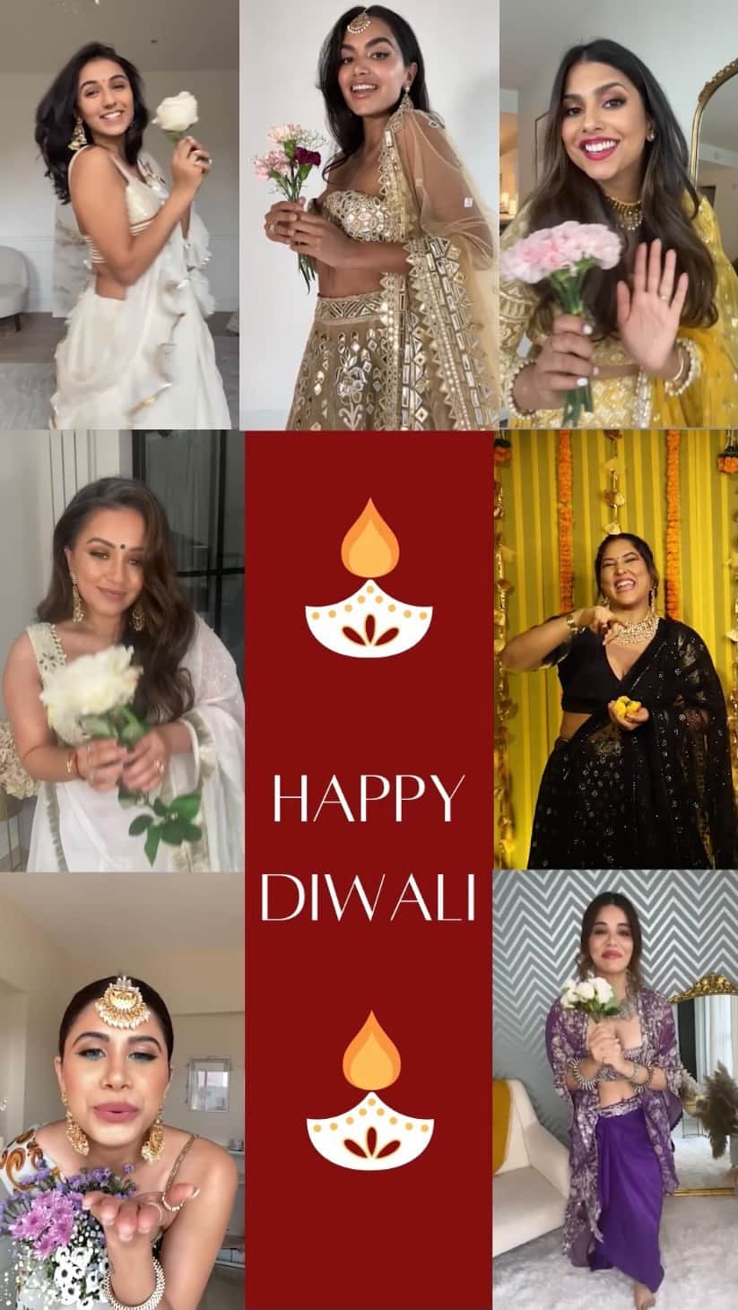 Diipa Büller-Khoslaのインスタグラム：「Diwali goes beyond the celebrations, decorations, outfits or food; instead it’s about celebrating a new beginning, where light and positivity defeats all darkness, allowing you to be with your loved ones in the spirit of love, peace and unity. 🪔🙏🏽 Soo happy to share the Light & Flowers with this powerhouse of women who are killing it everyday! So proud of everything we have achieved this year 🥺 #PassTheFlower  @stylemeupwithsakshi  @arshiamoorjani  @masoomminawala  @thechiquefactor  @kaushal  @malvikasitlaniofficial」