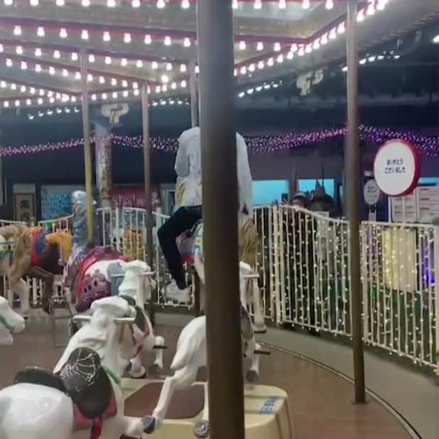 小谷嘉一のインスタグラム：「30代最後に1人メリーゴーランド🎠」