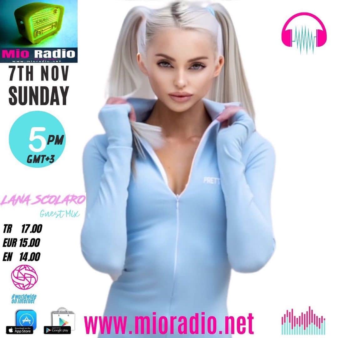 ララ・スコラーロのインスタグラム：「Hi my fellow aliens!! 👽👽 TUNE IN to my live stream of 1hr30 min of melodic tech house/techno and dance music tomorrow at 5pm GMT+3 with @mioradio ⚡️🎙 I’ll also be announcing a sneak preview of my song “KITTY!” Out Nov 12 🙀」