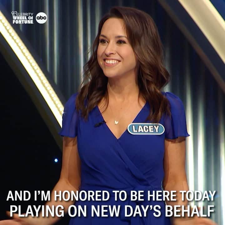 レイシー・シャベールのインスタグラム：「While being on @celebritywheeloffortune was a life-long dream come true for me, the best part was supporting @newdayfoundation while playing! 🎉Tune in this Sunday 8/7 to see how it all went ;) @ginakellspehn #celebritywheeloffortune」