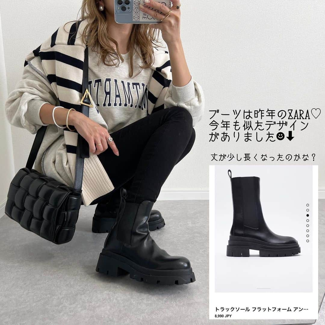 Miyoさんのインスタグラム写真 - (MiyoInstagram)「【3coins購入品&BonjourSagan】　 コーデ詳細はスワイプ▷▷▷ ⁡ トレンドのロゴスウェットは @bonjoursagan の♡ 裏起毛であったかくて お尻が隠れる丈感なのが嬉しい🥰 ☑︎zozoで1000円offクーポンが出てます✨ ⁡ 先日3coinsで買った スエード生地のキャップが 秋コーデにぴったりで大活躍しそう🍁 ちなみに指輪とバングルもスリコ❤︎ ⁡ ⁡ ⁡ ロゴスウェット…#Bonjoursagan #ウルトラストレッチスキニーハイライズジーンズ　…#UNIQLO#ユニクロ ピアス・スニーカー…#NIKE 楽天roomに載せてます ブーツ…#ZARA#ザラ バッグ…#しまむら#bottegaveneta キャップ…#3coins#スリーコインズ ⁡ ⁡ ⁡ ⁡ ⁡ #ユニクロコーデ#しまむらコーデ#しまむらパトロール#しまパト#ザラコーデ#ザラジョコーデ#ザラジョ#ママコーデ#ママファッション#デニムコーデ#プチプラコーデ#プチプラファッション#シンプルコーデ#カジュアルコーデ#大人カジュアル#大人可愛い#きれいめカジュアル#骨格ウェーブ#3児ママ ⁡ ⁡」10月17日 20時52分 - miyopu