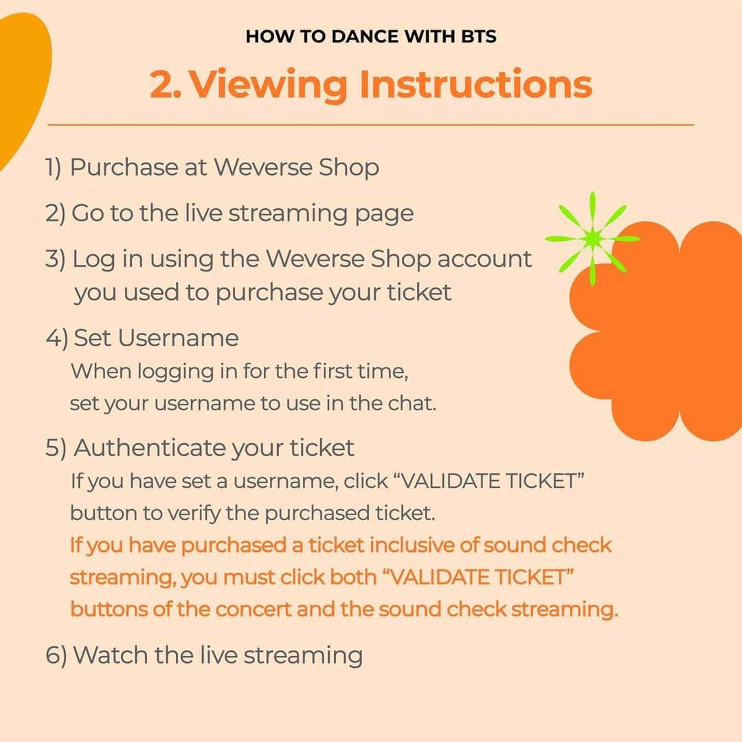 BTSさんのインスタグラム写真 - (BTSInstagram)「HOW TO DANCE WITH BTS - ONLINE STREAMING GUIDE  - 본 공연 일시(Main performance) : 2021. 10. 24. 6:30 PM (KST) - 사운드체크 스트리밍 일시(Sound check streaming) : 2021. 10. 24. 3 PM (KST)  1. 기기 확인 Check Your Device 2. 시청방법 Viewing Instructions 3. 사운드체크 스트리밍 Sound Check Streaming 4. 딜레이 싱글뷰 스트리밍 Delayed Single-view Streaming 5. 즐기는 자세 How to Enjoy BTS PERMISSION TO DANCE ON STAGE  #PTD_ON_STAGE #BTSCONCERT #PermissiontoDance #BTS #방탄소년단」10月19日 14時10分 - bts.bighitofficial