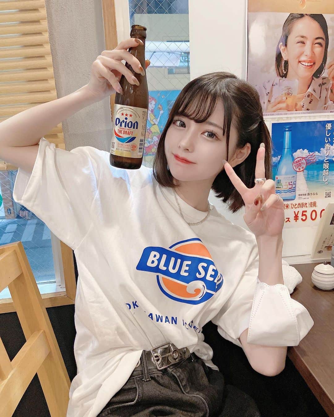 sarimaru(国木田さりまる)のインスタグラム：「オリオンビールお初でした🍻🌴 飲みやすくて感動💭 ライブ5公演頑張ったからご褒美です💙」