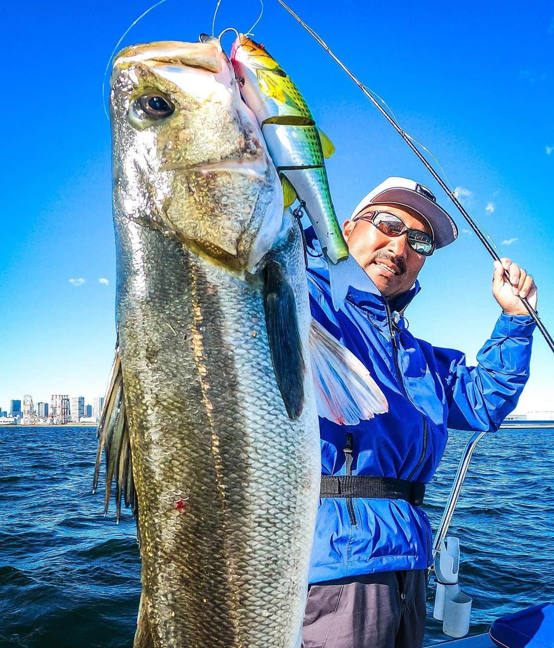 秦拓馬のインスタグラム：「始まったのか  始まってたのか  寒さで魚達に勢いついてる  ＴＯＫＹＯ湾  コノシロパターンってヤツだ  まだ飲み物っていうには  仕上がってないけど  ダウスイが好みらしい  #シーバス  #コノシロパターン #サプライズ #秦拓馬 #ダウズスイマー #hatatakuma #fishmagnet」