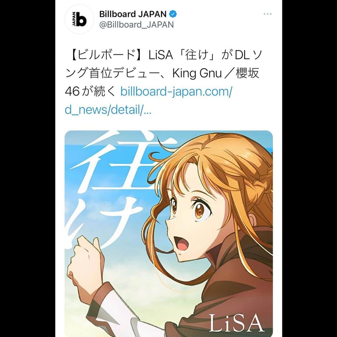 LiSAさんのインスタグラム写真 - (LiSAInstagram)「あと10日後。 10/30 『劇場版 ソードアート・オンライン -プログレッシブ- 星なき夜のアリア』 公開です。 作品と共にも、お楽しみいただけますように。  2021年10月20日公開（集計期間：2021年10月11日～10月17日）のBillboard JAPANダウンロード・ソング・チャート“Download Songs”で、LiSAの新曲「往け」が16,548ダウンロード（DL）を売り上げて、1位に初登場した。  　10月15日に配信リリースされた本曲は、映画『劇場版 ソードアート・オンライン -プログレッシブ- 星なき夜のアリア』の主題歌に起用されており、集計対象が3日間のみだったにもかかわらず、当週1位になった。LiSAにとって、9月15日公開チャートを制した「HADASHi NO STEP」以来、約1か月ぶりの“Download Songs”首位で、10月30日の映画公開に向けたチャート・アクションにも注目だ。」10月20日 18時02分 - xlisa_olivex