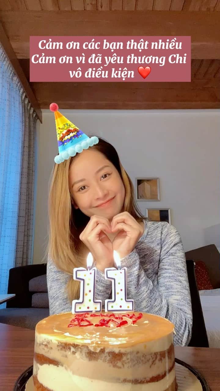 Chi Puのインスタグラム：「Happy 11th Birthday to SUNNY ☀️ @chipu.fc  I love you ❤️ . Mình bấm vô clip để đọc được cả chữ nhaaaa 😋」