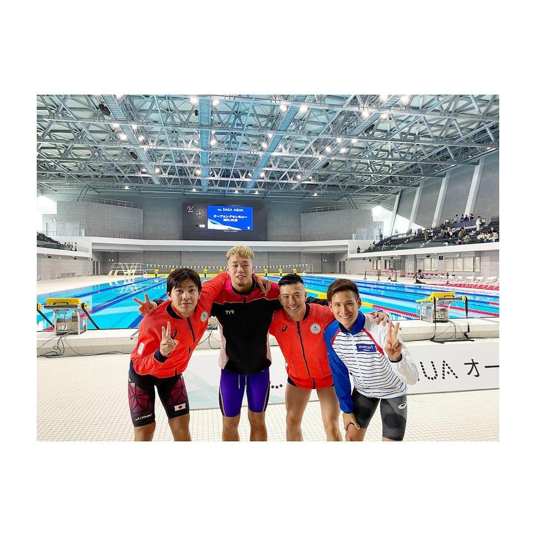 寺内健さんのインスタグラム写真 - (寺内健Instagram)「今日は佐賀県の新しいプール「SAGA AQUA」のオープニングセレモニーとして、シンクロダイビングを披露させて頂きました。そして競泳選手とのリレーにも参加させてもらいました。泳ぎを披露する機会はこれまでなかったのですが、貴重な経験をさせて頂き感無量です。 吉田選手、金持選手、柳本選手ありがとうございました。 2024年には佐賀で国民スポーツ大会（これまでの国民体育大会）が開催されます。佐賀県のスポーツの更なる発展が楽しみです。今回招待頂きました佐賀県庁の皆様に改めて感謝申し上げます。 #diving #saga #sagaaqua」10月23日 22時02分 - ken_terauchi_87