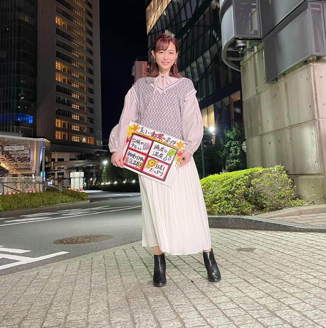 新井恵理那のNキャスさんのインスタグラム写真 - (新井恵理那のNキャスInstagram)「今年らしく、シャツにニットベストを重ねたコーディネート☆ ただ、外出時はこれだけだともう寒いですねー！みなさんはコートをお忘れなく( ^ω^ ) 〜10/23衣裳情報〜 ニット、ブラウス、スカート @jines_official アクセサリー @lattice_lessignes #新井恵理那  #新情報7daysニュースキャスター」10月25日 11時07分 - tbs_7nc