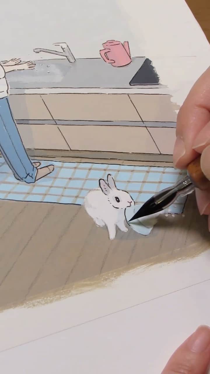 のインスタグラム：「Blanc was a boy who did this a lot, so I chose a boy who looked like Him. He looked like a prince, but he was pretty wild. ブランがこれよくやる子だったので、ブランに似た子にしました。ブランは王子様みたいな顔してたけど、けっこうワイルドでした笑 #inktober2021」