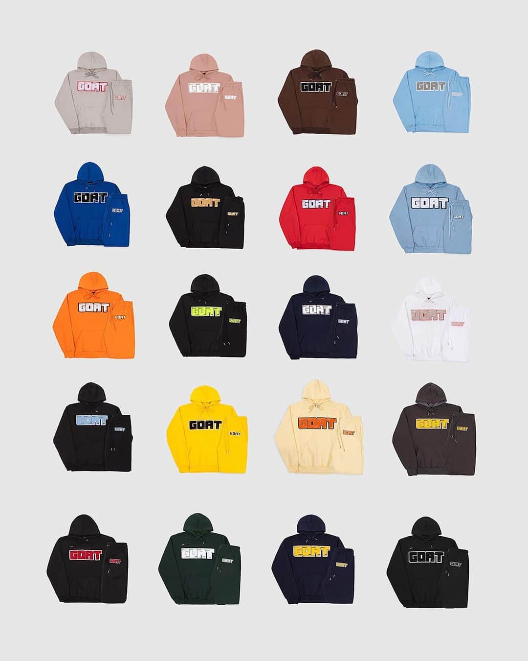 Sneakgalleryのインスタグラム：「Our GOAT Classic Chenille Sweatsuit has returned for Fall in 20+ brand new colorways.  Available now at SneakGallery.com」