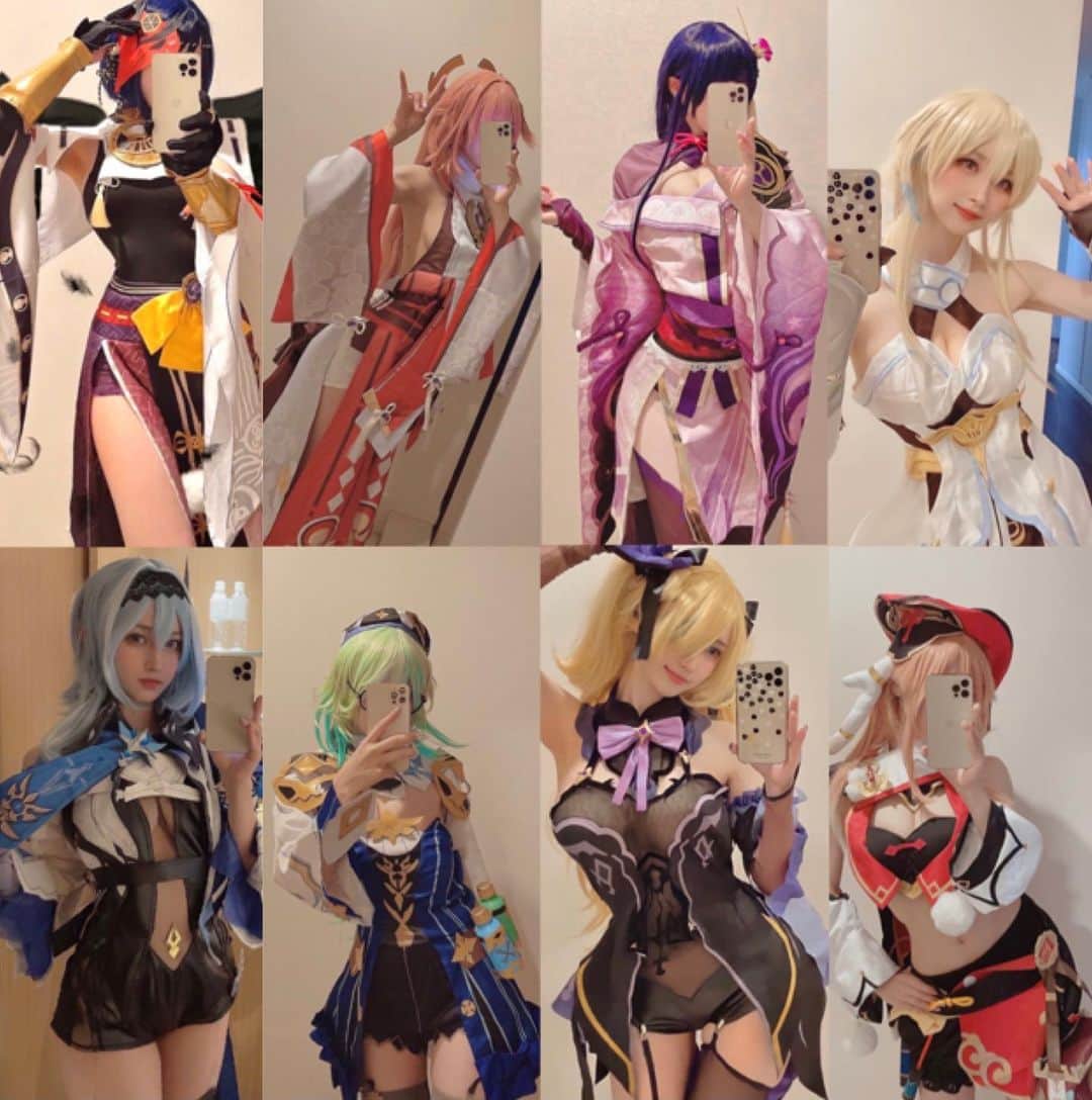 てーらのインスタグラム：「❤️💛💚💙💜  #cosplay_style #コスプレイヤーさんと繋がりたい #コスプレ#cosplaygirl #genshinimpact #keqing #kokusei #原神  #八重神子 #yaemiko #followme #keqing #keqingcosplay #雷電将軍 #raidenshogun #スクロース #baal  #旅人 #原神蛍  #lumine  #luminecosplay #煙緋コスプレ  #煙緋  #角色扮演  #yanfei #yanfeicosplay  #原神角色扮演  #フィッシュル #fischl #fischlcosplay #菲谢」