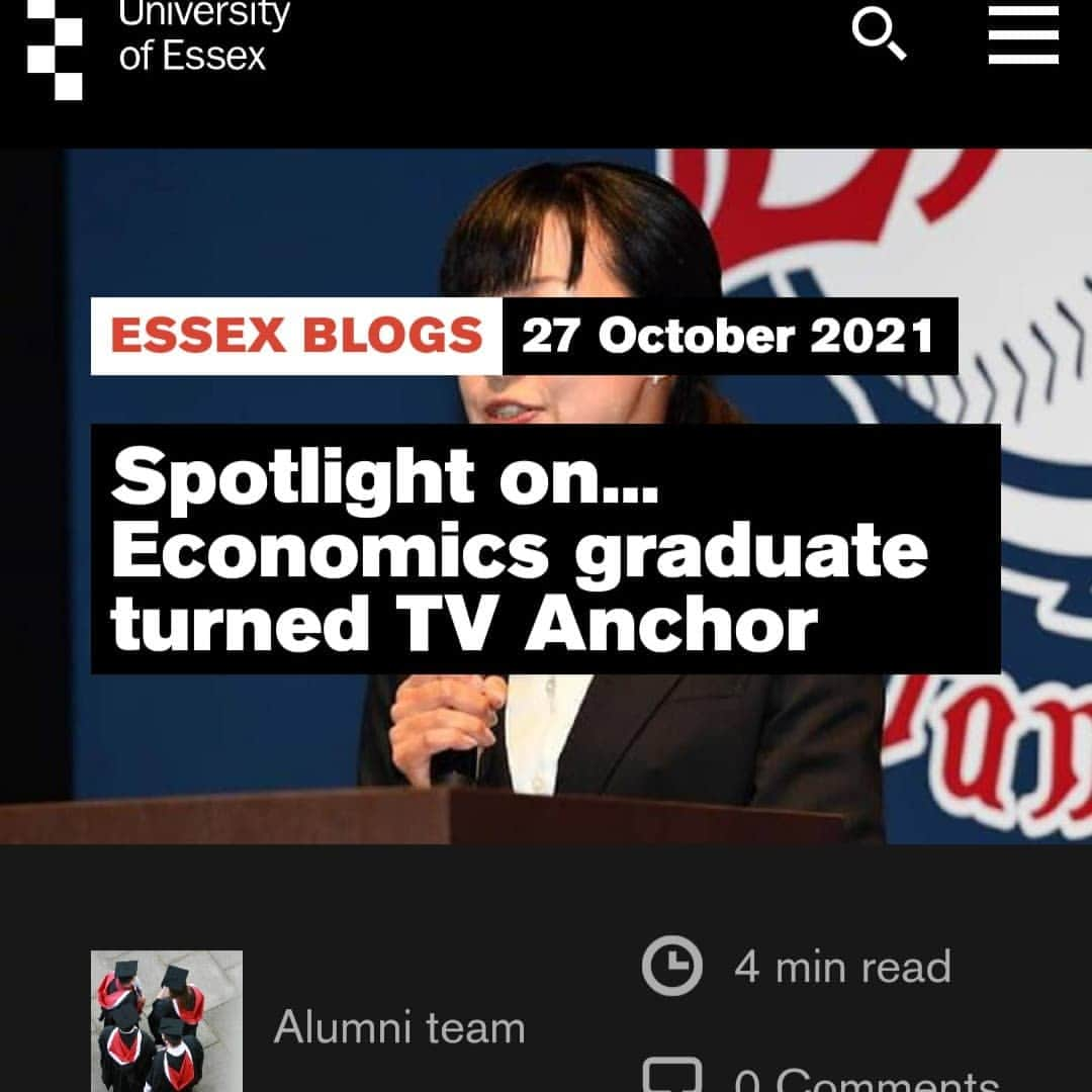 倉林知子さんのインスタグラム写真 - (倉林知子Instagram)「【🇬🇧日本語続きます🎤】 Happy to announce that my story is in the alumni website of University of Essex 🎓 母校の卒業生紹介ページに載りました✨大学時代の写真を沢山送ったけれど、2017年に西武ライオンズの記者会見の司会をしているところのが採用されました。 https://www.essex.ac.uk/blog/posts/2021/10/27/tomoko-kurabayashi-blog  #IFAD #InternationalFundForAgriculturalDevelopment #国際農業開発基金 #UN #国連 #国際連合 #SDGs #Poverty #Hunger #貧困 #飢餓 #持続可能な開発 #倉林知子 #アナウンサー #マルチリンガル #バイリンガル #イギリス #留学 #SDGsアナウンサー #MBA #局アナ #正規留学 #アメリカ #ヨーロッパ #学士 #修士 #中高一貫校」10月29日 17時26分 - tomoko.kurabayashi