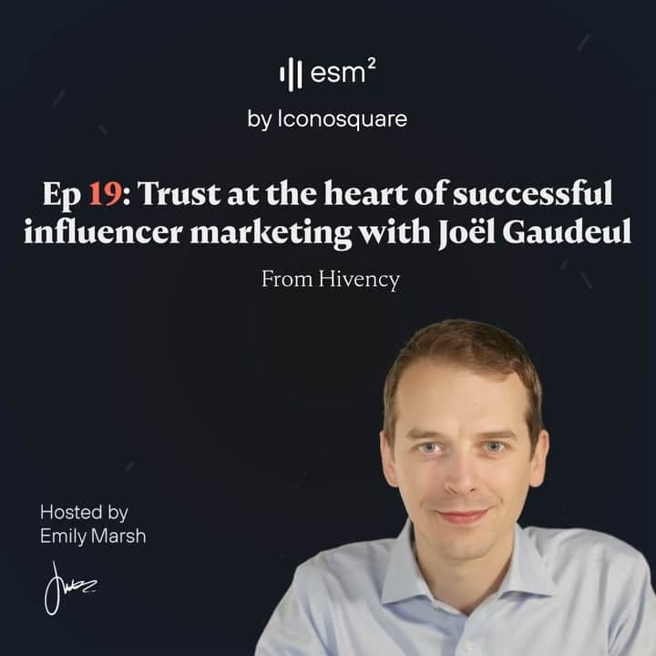 Iconosquareのインスタグラム：「💥 esm² ep:19 is OUT!! 💥 We approach the subject of "Trust at the heart of successful influencer marketing" With Joël Gaudeul from @hivency !  Hivency was founded 4 years ago in Paris and has an international team of over 100 employees. They offer a unique solution with personalized support and expertise in influencer marketing.  👩🏻‍💻 Emily interviewed @Joelgaudeul on this very interesting topic of influencer marketing nowadays. We learn that the trend is towards micro and nano influencers and that companies are using them more and more to reach their audience 🎯  We summed up the main 2 advantages by working with micro/ nano influencers: - The engagement rate is higher, 5 to 7 times better in terms of conversion 🚀 - They are more niche so the segmentation is more precise to touch your target audience.  Learn more about influencer marketing by clicking on the link in story to listen or search for esm² on Spotify, Google Podcasts, Apple Podcasts & Tune In! 📻  #podcast #influencermarketing #influencers #socialmediastrategy #marketing #socialmediacommunity #hivency #esm2 #iconosquare」